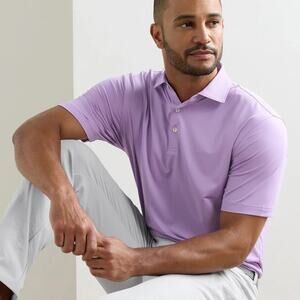 Peter Millar NWT Summer Comfort Performance Polo Shirt Light Purple Size LT Tall